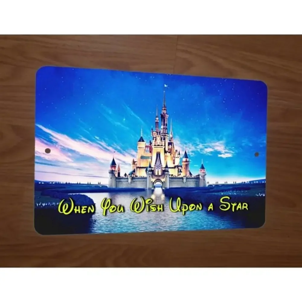 When You Wish Upon a Star‎ Disney Castle Quote 8x12 Metal Wall Cartoon Sign
